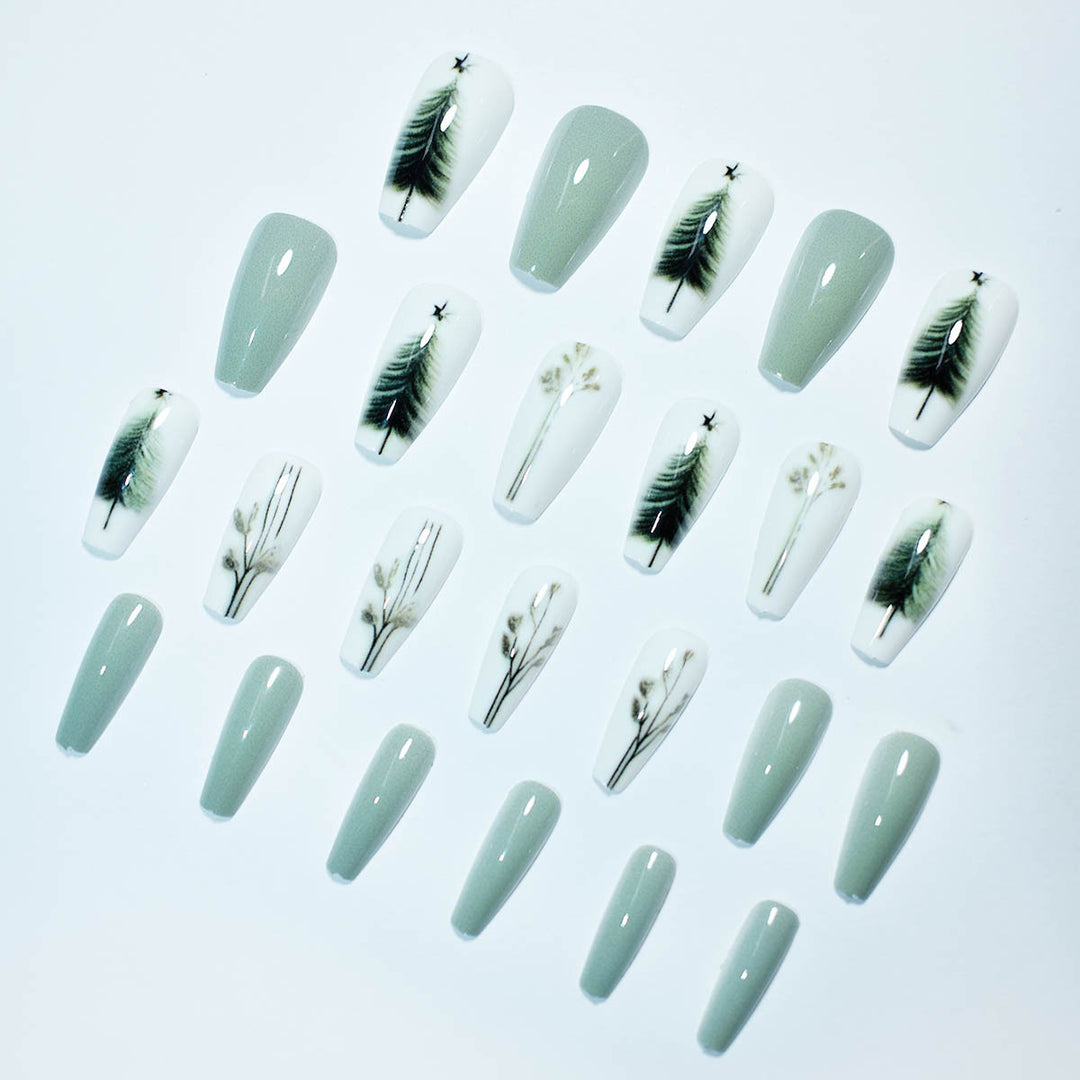 Künstlerische Botanische Press-On Nagelkunst Karnz
