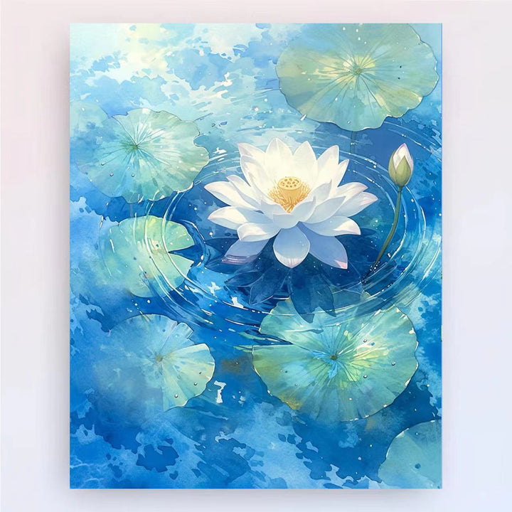 Zeitgenössischer Lotus-Blumen-Canvas-Kunstdruck Karnz