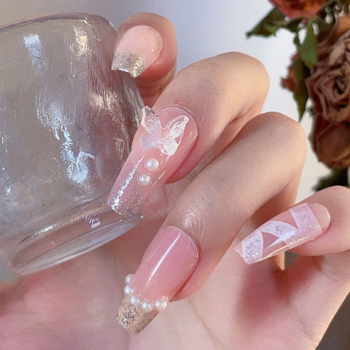 Künstlerisches floral-verziertes Press-On-Nagelset