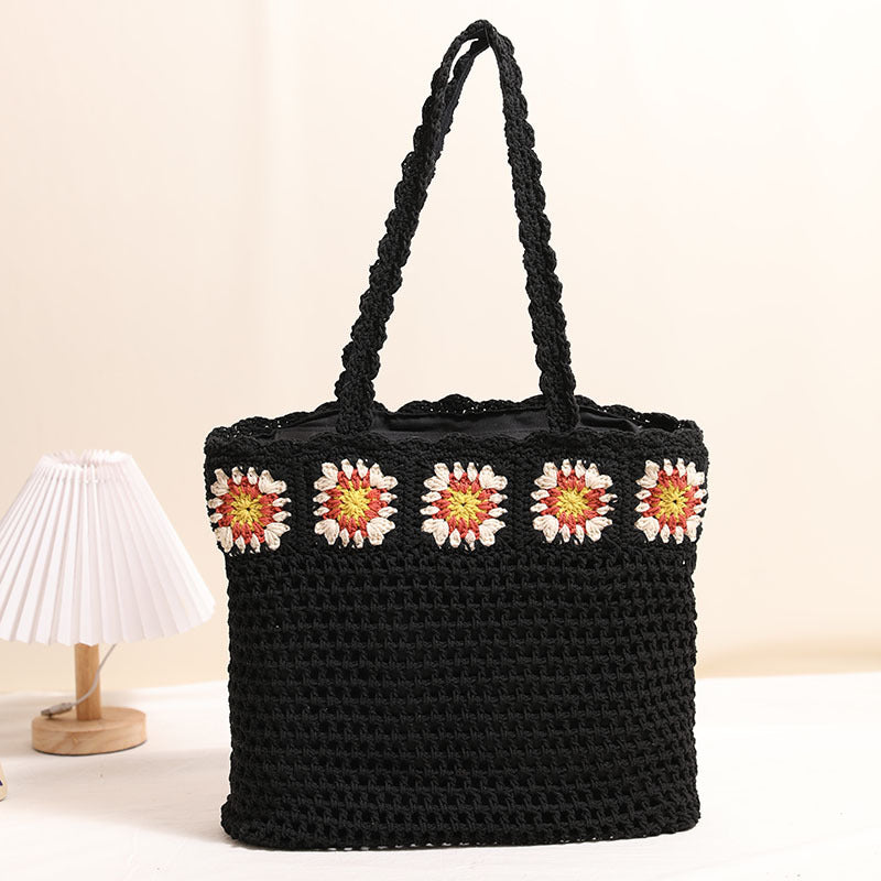 Damen Handgefertigte Tragetasche mit floralen Applikationen Karnz