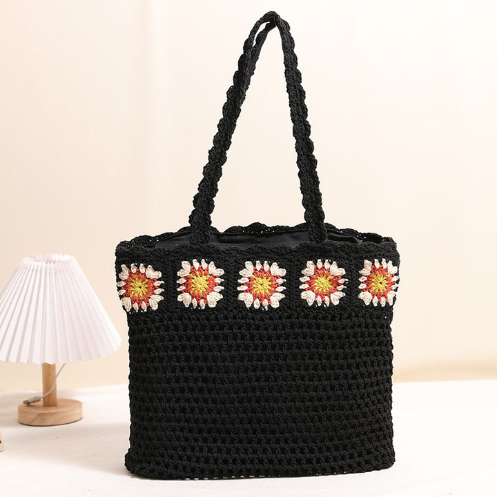 Damen Handgefertigte Tragetasche mit floralen Applikationen Karnz