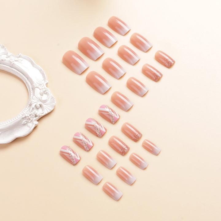 Elegantes Glänzendes Press-On-Nageldesign-Set Karnz