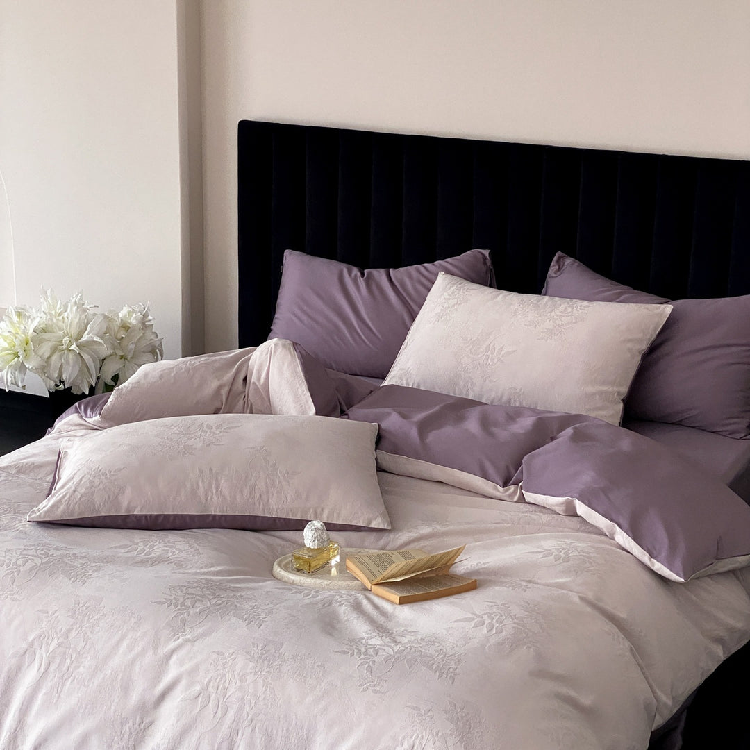 Luxus Jacquard Baumwolle Bettbezugset mit Satin Kissenbezügen