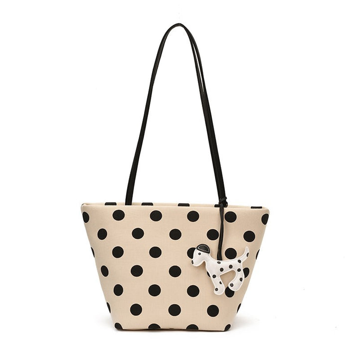 Polka Dot Canvas Schultertasche Karnz