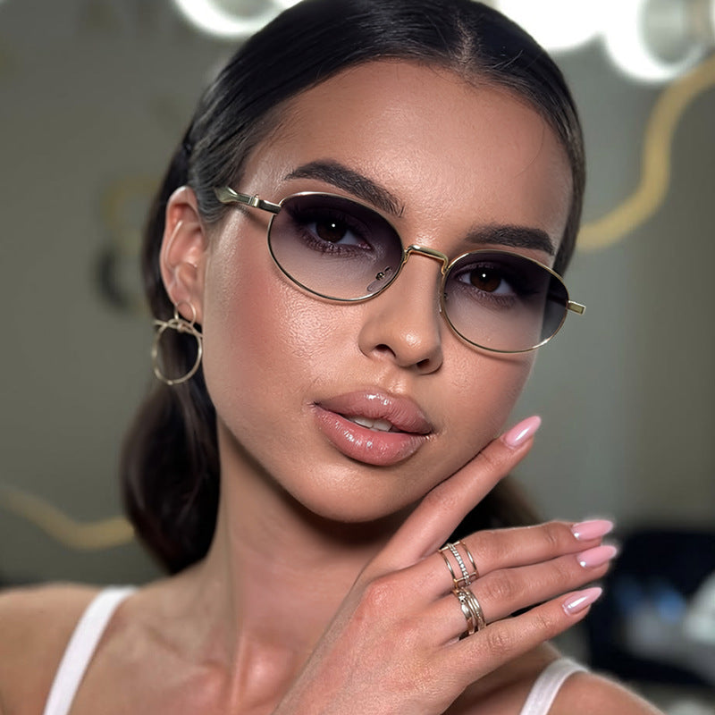 Damen robuste runde Sonnenbrille mit verspiegelten Gläsern Karnz