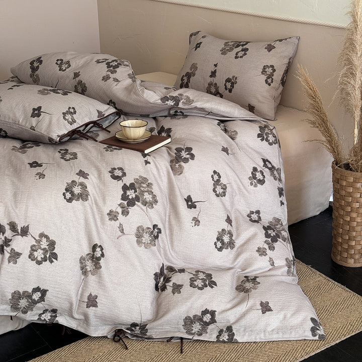 Patchwork Floral Cotton Percale Bettwäsche Set mit Knopfverschluss und Eckenbindungen