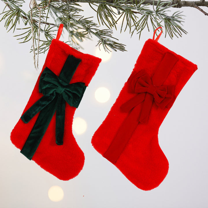 Luxuriöse Plüsch-Weihnachtsstrumpf mit Schleife