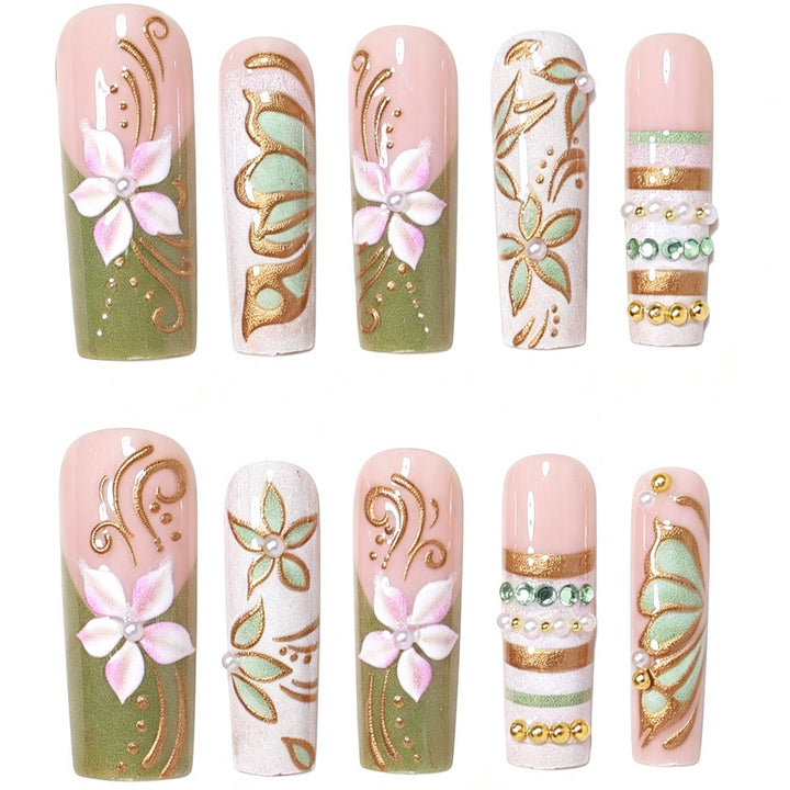 Künstlerisches Luxus Press-on Nagelkunst Set Karnz