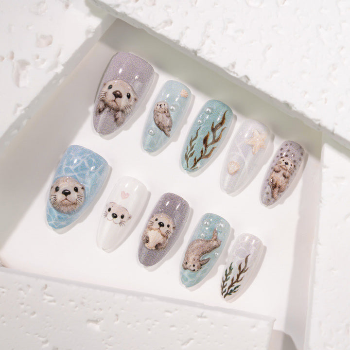 Künstlerisches Tiermotiv Press-On Nail Set