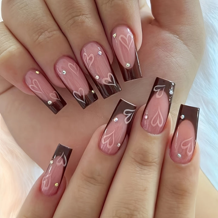 Dekorative florale Press-On Nagelset Karnz