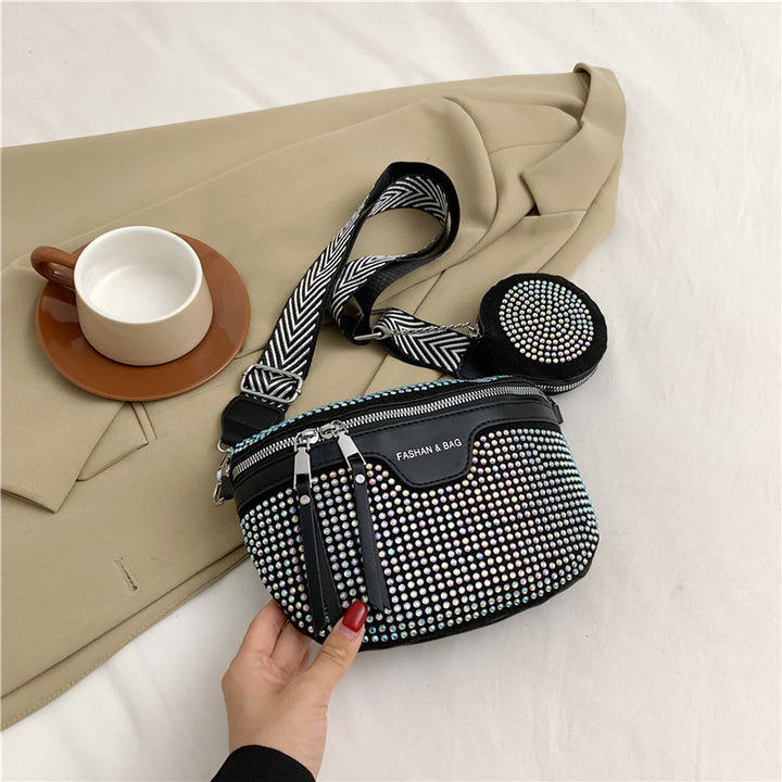 Stylische mit Strass verzierte Mini-Crossbody-Tasche Karnz