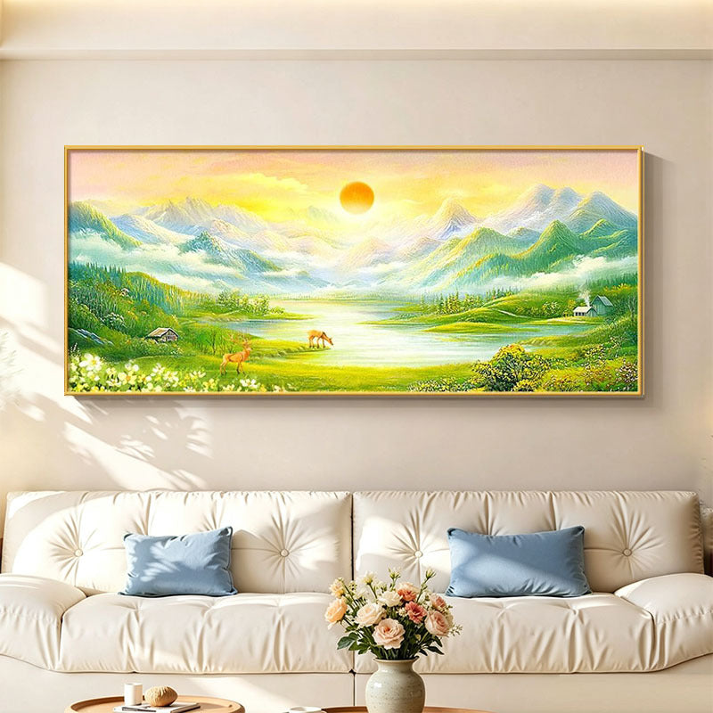 Gerahmtes Beruhigendes Natur Landschaft Kunstwerk