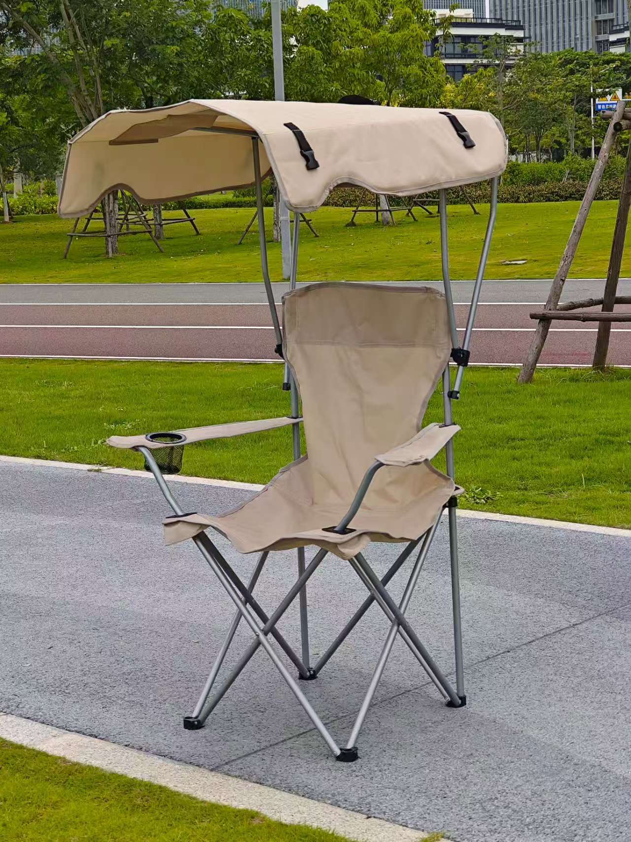 Damen Faltbarer Sonnenstuhl mit Dach Karnz