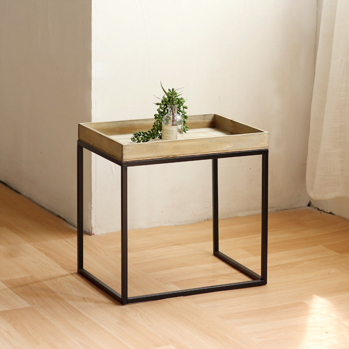 Moderner Beistelltisch mit Holztablett Karnz