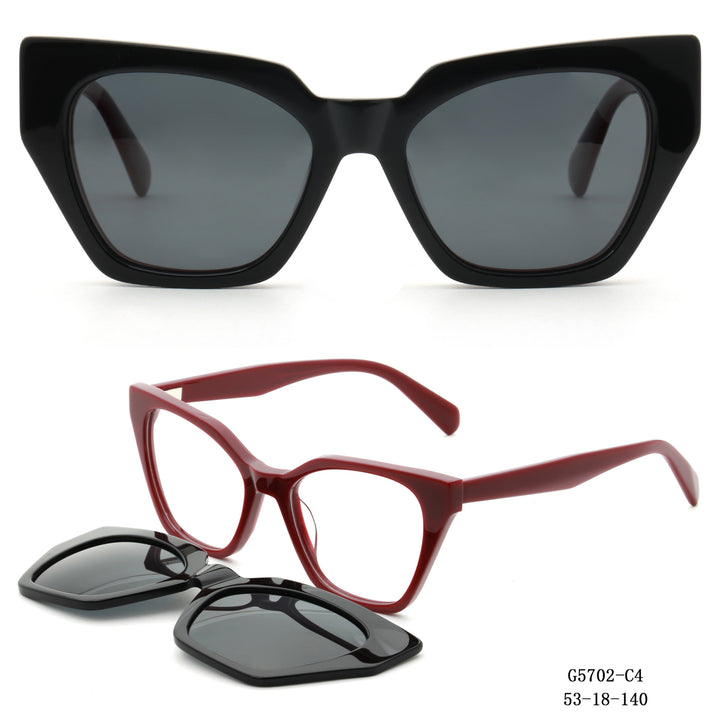 Damen auffällige Oversized-Sonnenbrille mit abnehmbaren Gläsern Karnz