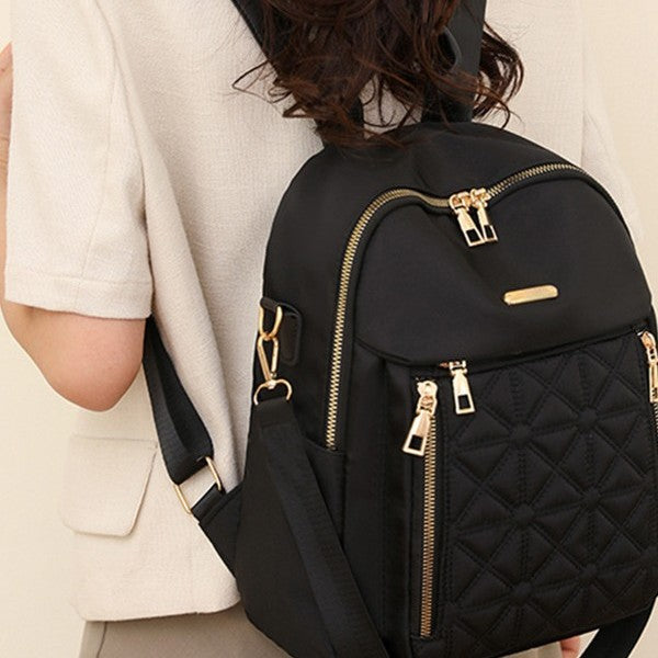 Damen gesteppter Mehrfachtaschen Rucksack Karnz