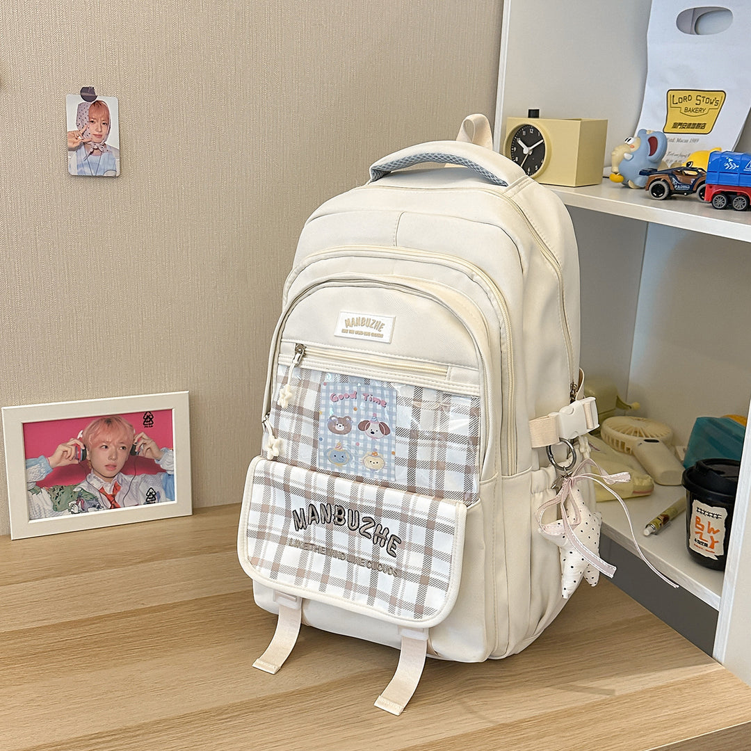 Trendiger geräumiger Rucksack mit transparenter Tasche Karnz