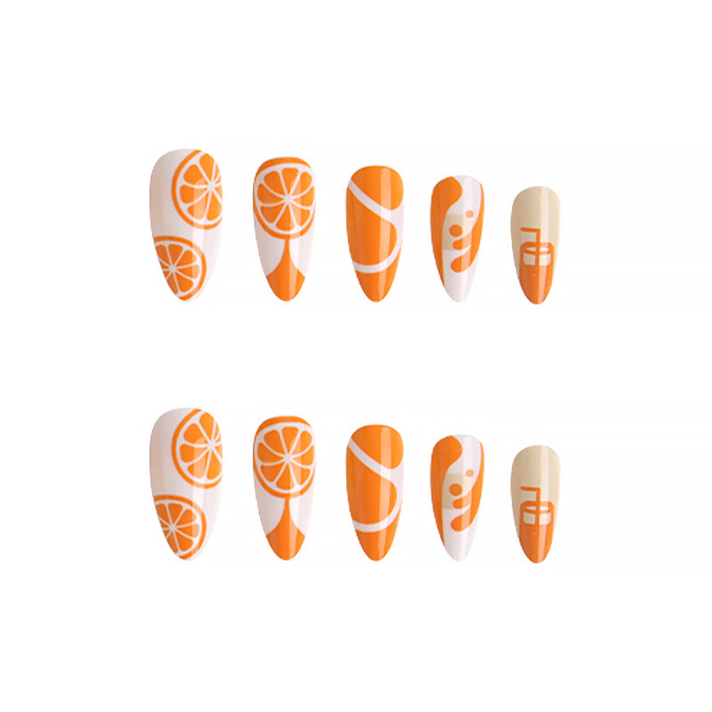 Kunstnagel-Set mit fruchtigem Orange-Design Karnz