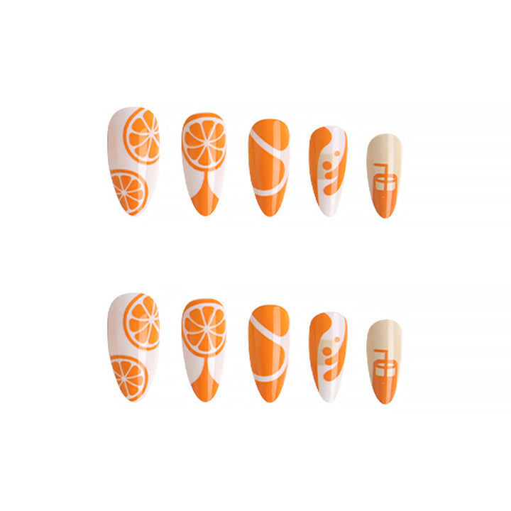 Kunstnagel-Set mit fruchtigem Orange-Design Karnz