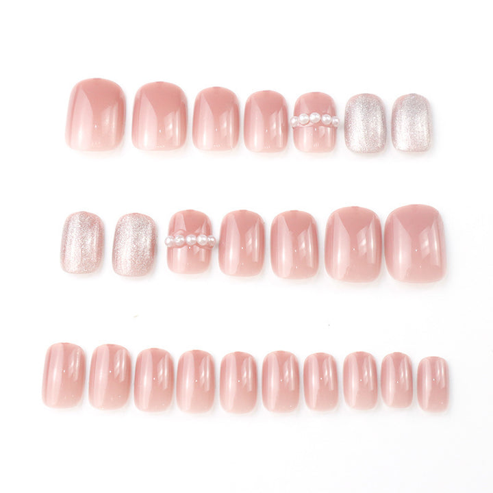 Luxus Press-On Nagelset mit Perlen- und Glitzerakzenten Karnz