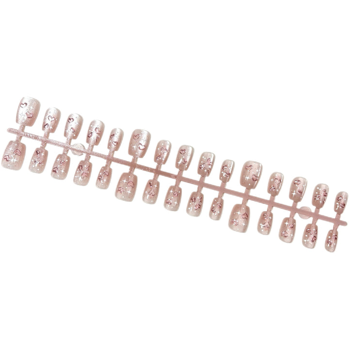 Herz-Beschmückte Press-On Nagelset