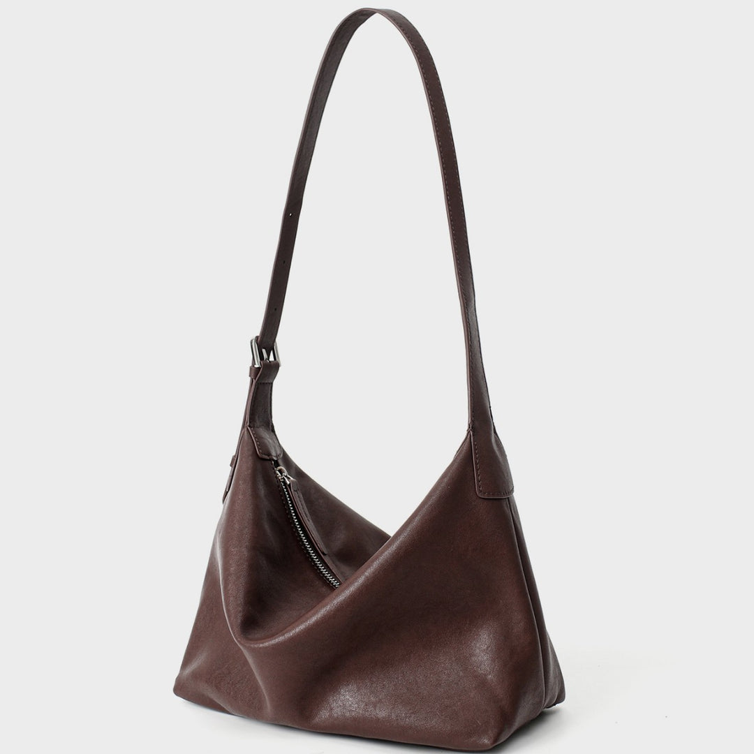 Weiche Slouch Hobo Schultertasche mit verstellbarem Schnallenriemen und diagonaler Reißverschlusstasche