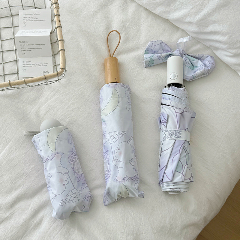 Damen Faltbarer Regenschirm mit floralem Minimalismus Karnz