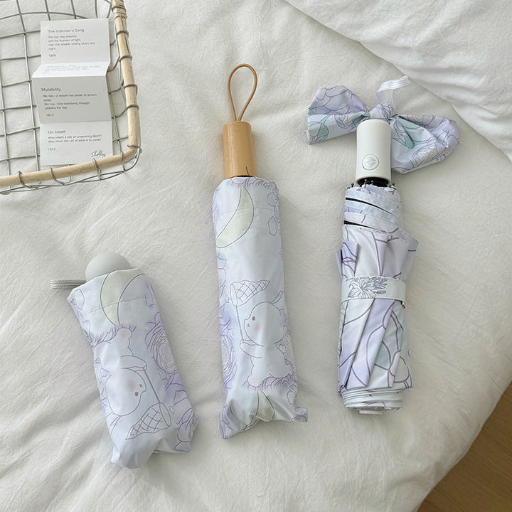 Damen Faltbarer Regenschirm mit floralem Minimalismus Karnz