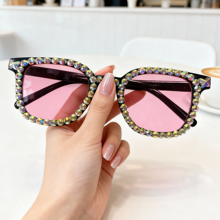 Kristall-verzierte Katzenaugen-Sonnenbrille Karnz