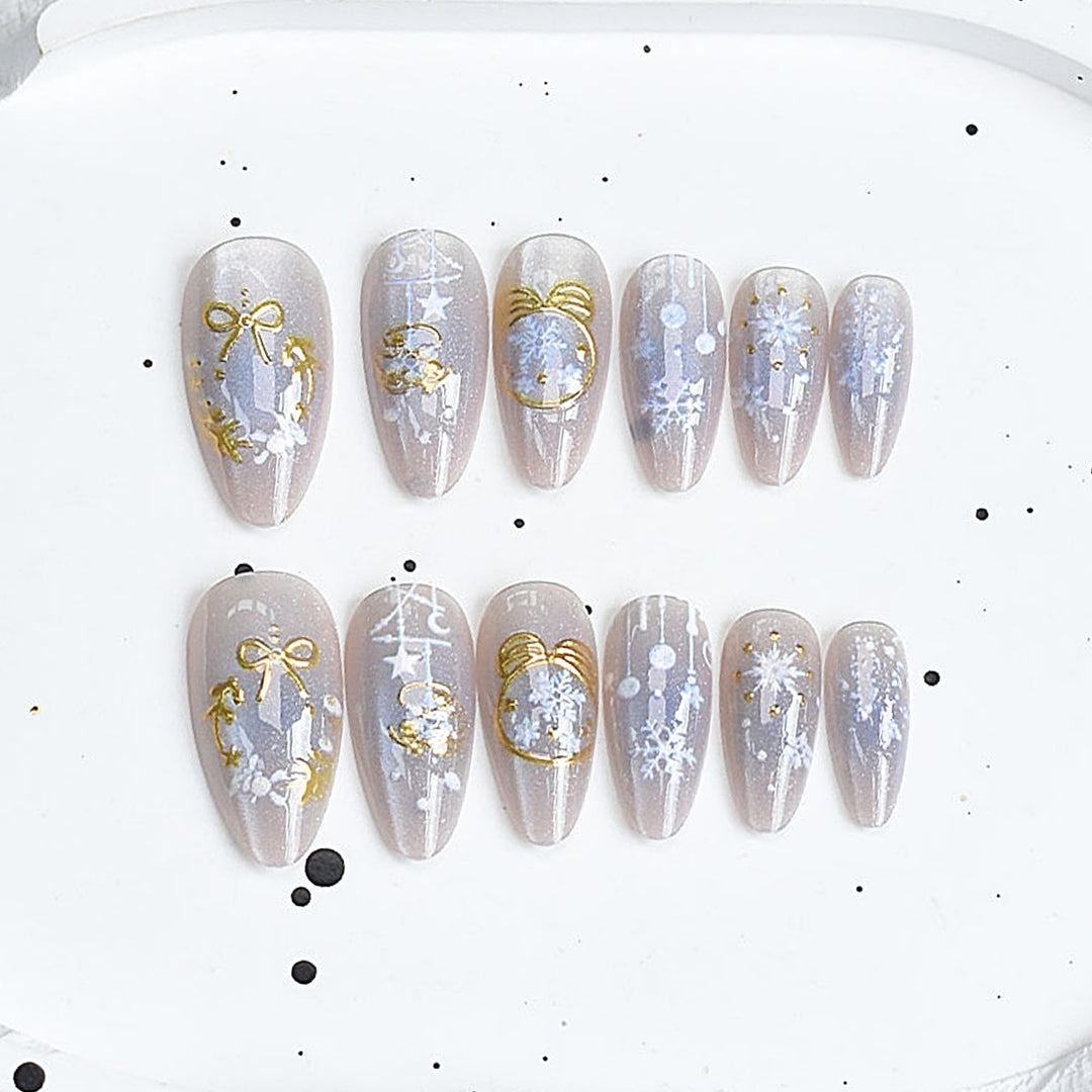 Künstlerisches Press-On-Nagelset mit Kirschblütenmuster Karnz