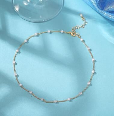 Elegante Perlen- und Ketten-Anklet Karnz