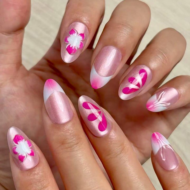 Künstlerisches Blumendesign Press-On Nagelset Karnz