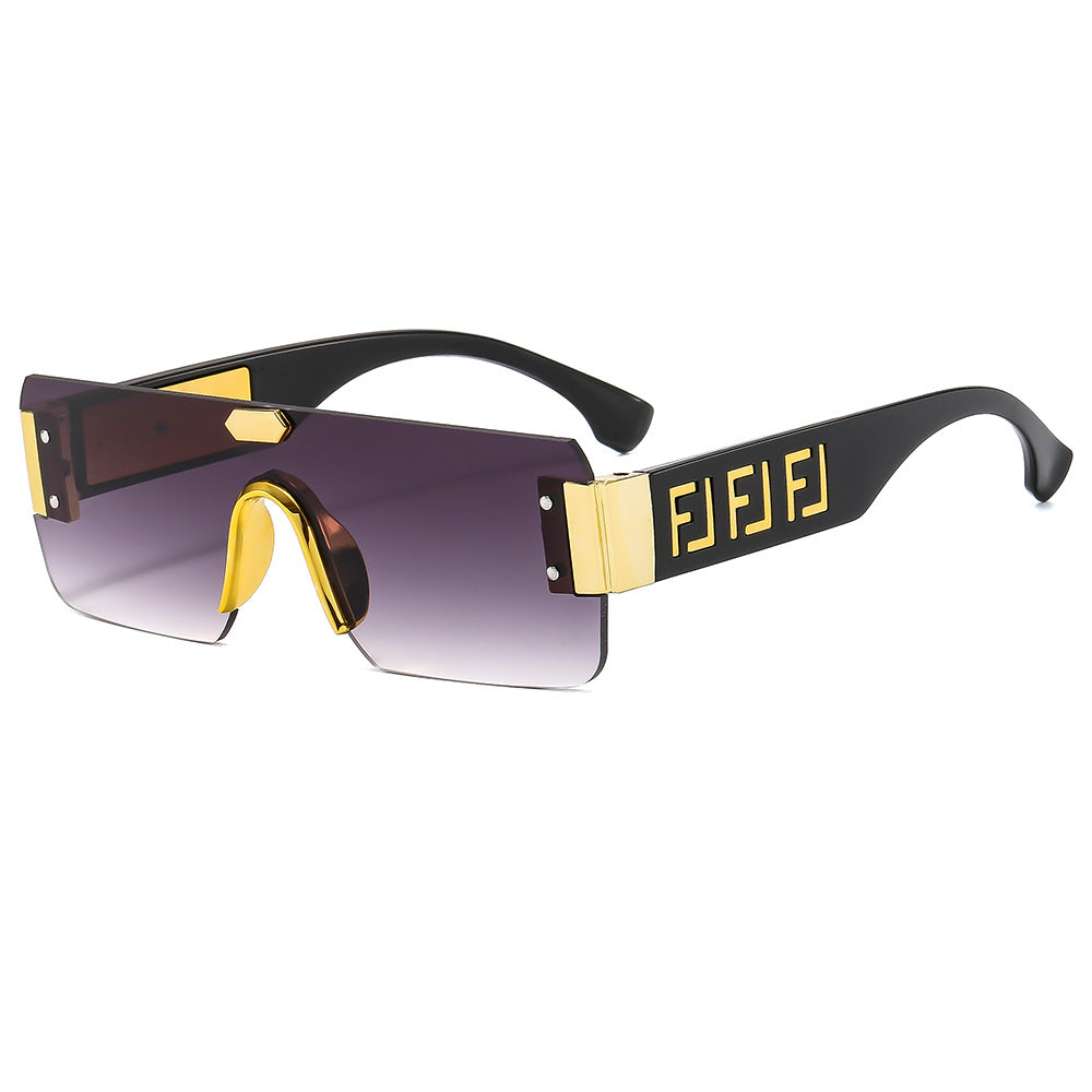 Damen futuristische Oversize-Sonnenbrille mit Metall-Details Karnz