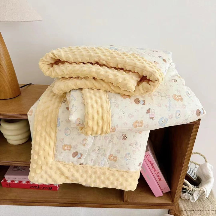 Wendbare Minky Dot Plüsch Babydecke