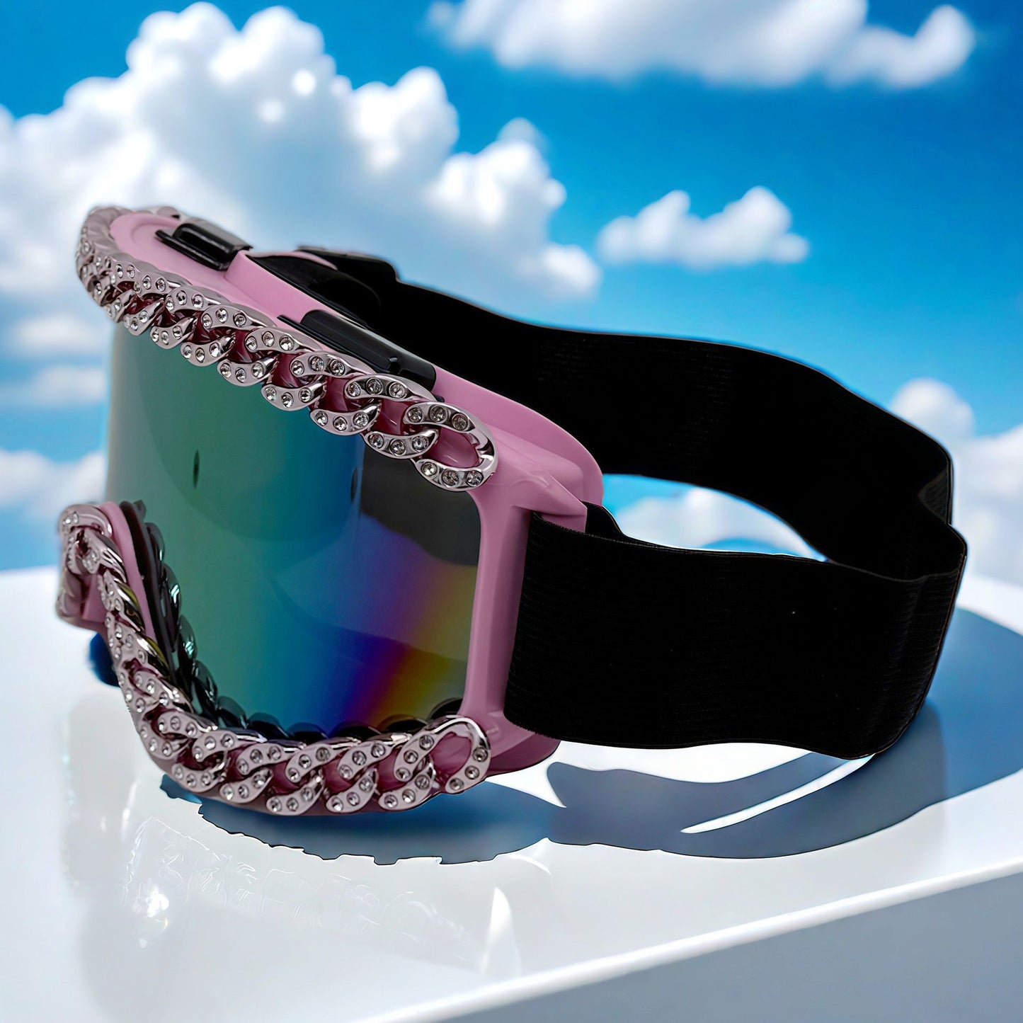 Damen Skibrille mit glamourösem Strassrahmen Karnz