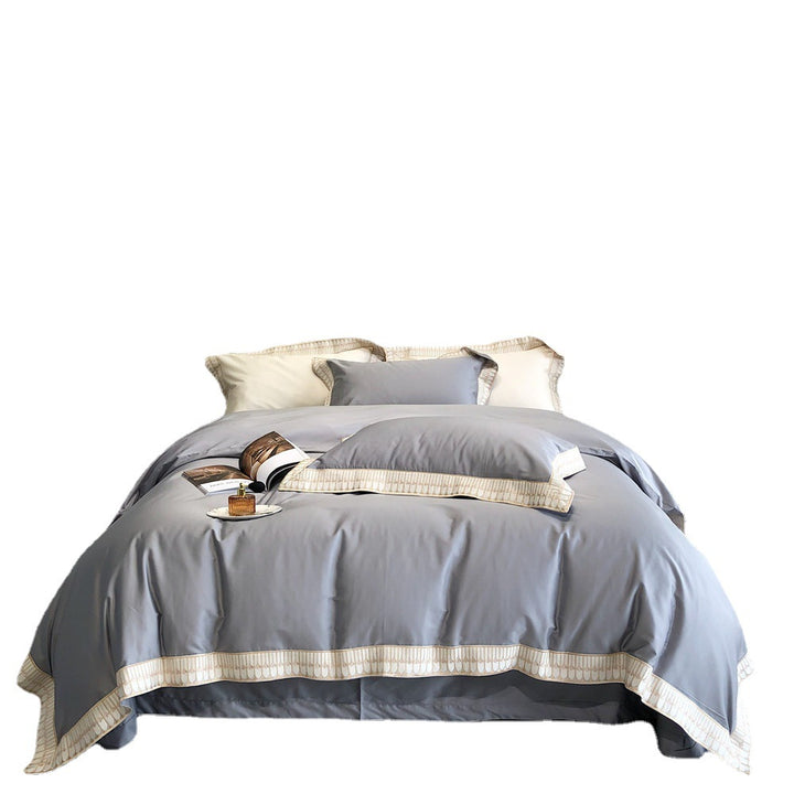 Luxus Baumwoll-Satin Bettwäsche Set mit geflochtenem Saum und passenden Kissenbezügen