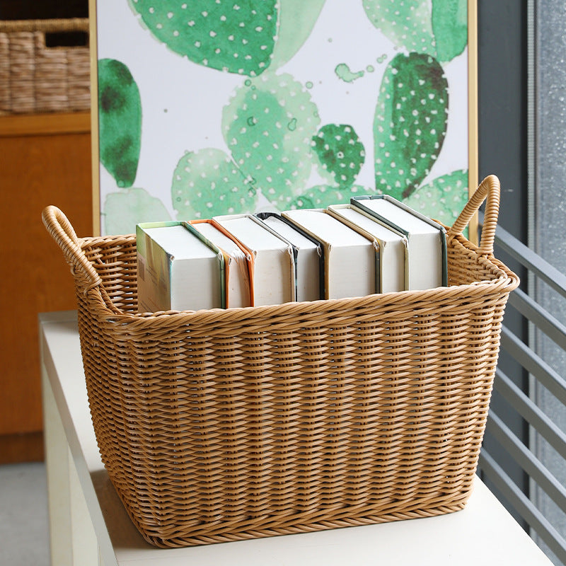 Unisex Geräumiger Aufbewahrungskorb aus geflochtenem Rattan Karnz
