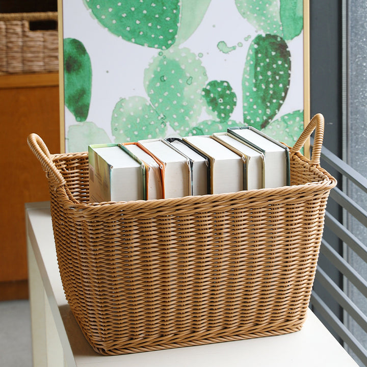 Unisex Geräumiger Aufbewahrungskorb aus geflochtenem Rattan Karnz