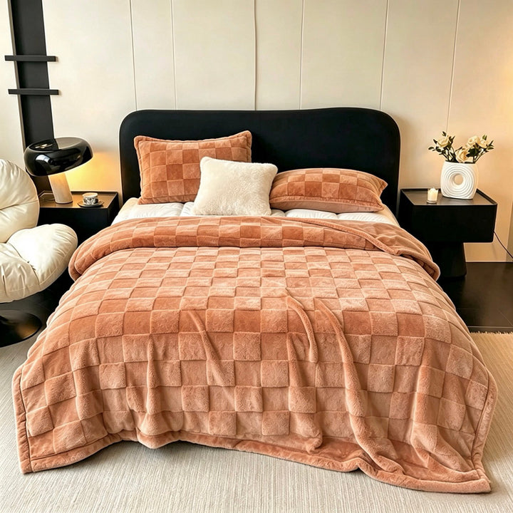 Strukturiert Patchwork Fleece Decke Karnz