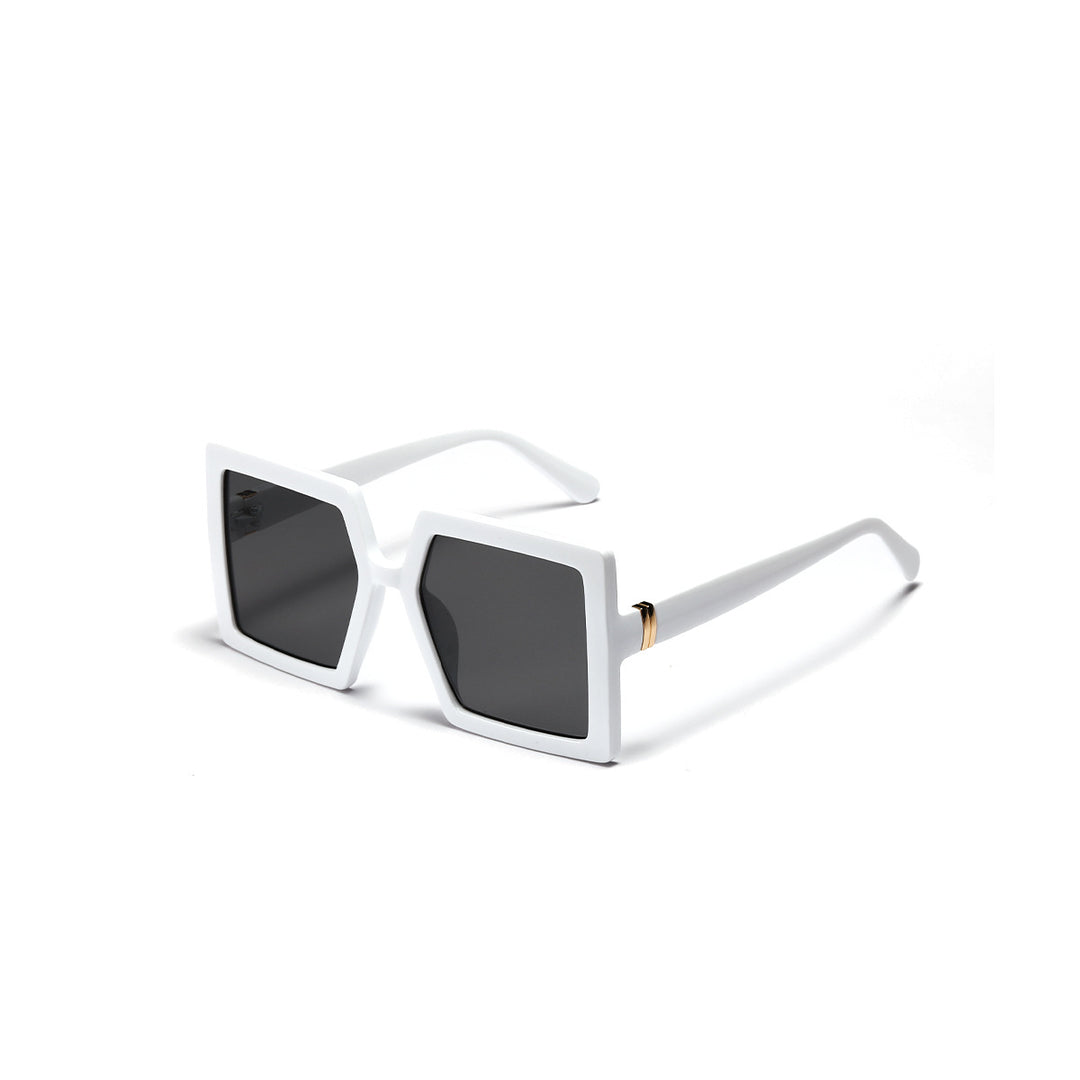 Damen geometrische Sonnenbrille mit modernem, breiten Rahmen Karnz