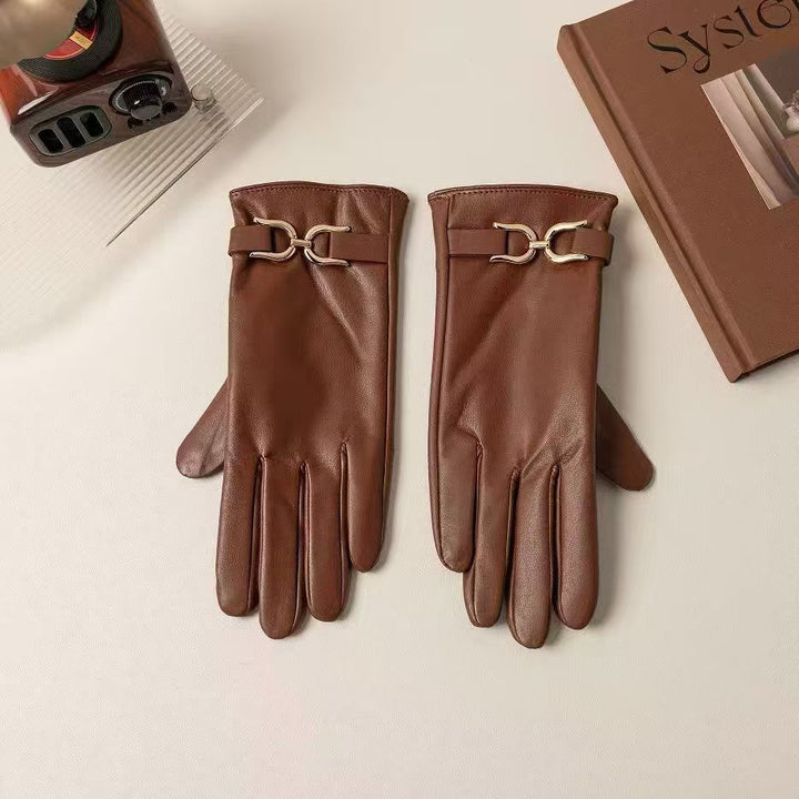 Elegante Lederhandschuhe mit Kettendetails Karnz