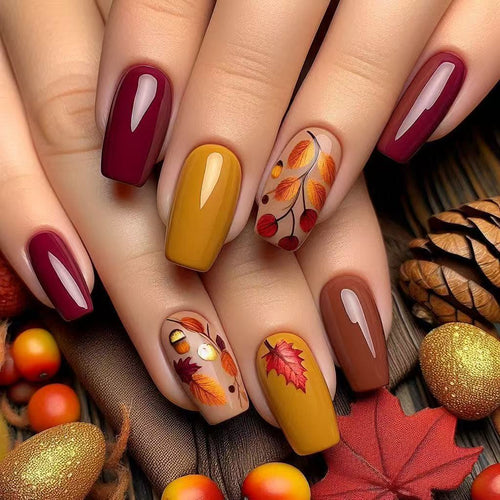Kunstnagel Set mit natürlichem Herbstdesign Karnz
