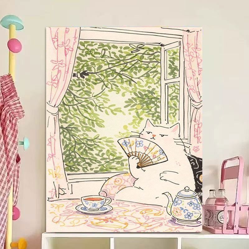 Verspielt Katze Illustration Leinwand Kunst Druck Karnz