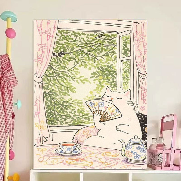Verspielt Katze Illustration Leinwand Kunst Druck Karnz