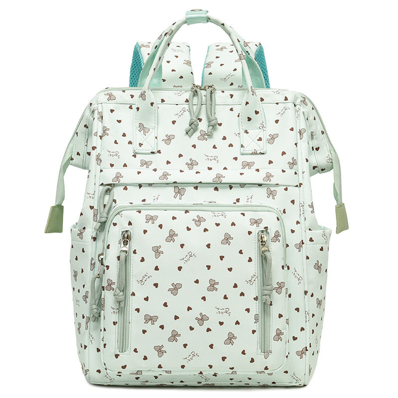 Stylischer Herz-Print Multi-Taschen Rucksack Karnz