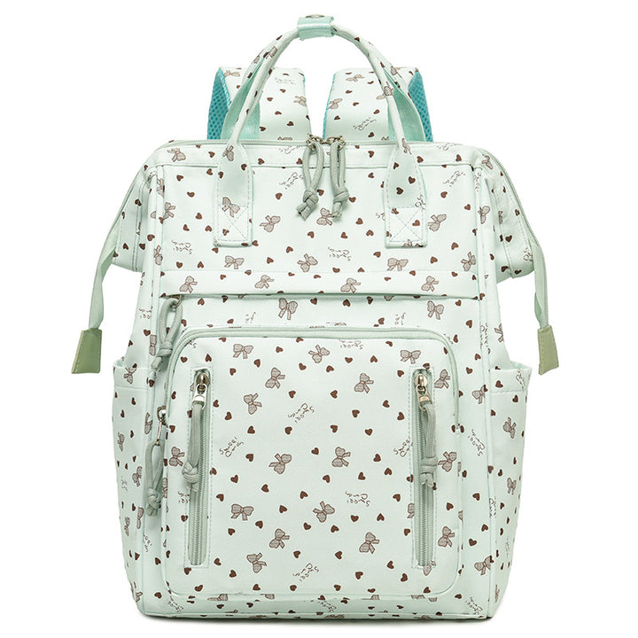 Stylischer Herz-Print Multi-Taschen Rucksack Karnz