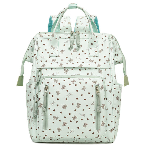 Stylischer Herz-Print Multi-Taschen Rucksack Karnz
