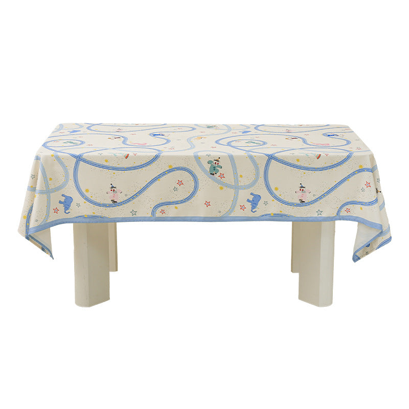 Kinderfreundliche abwischbare Tischdecke mit verspieltem Schienen- und Tiermotiv Karnz