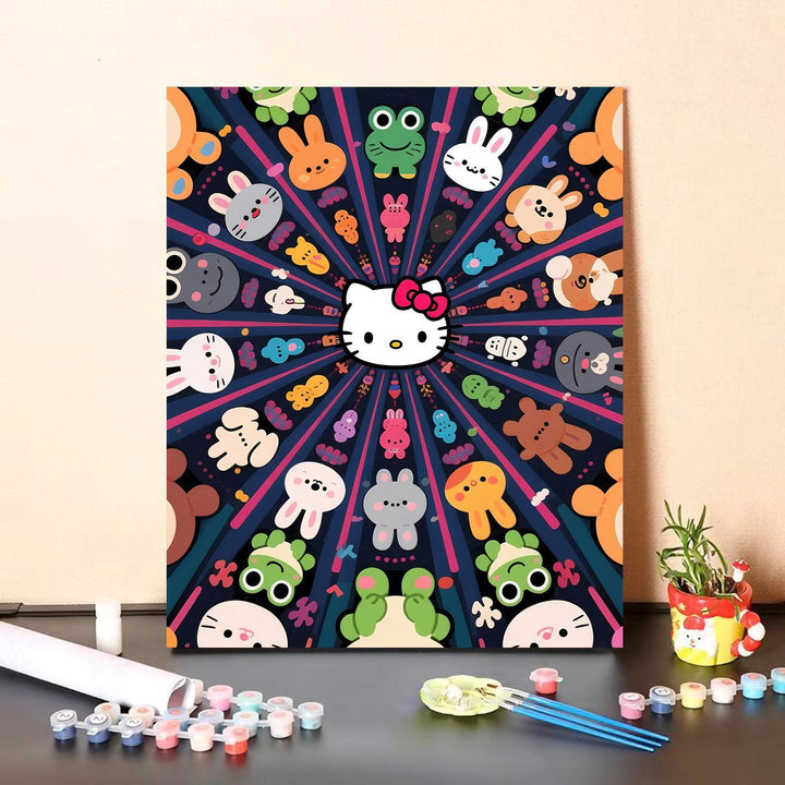 Niedliches Charakter-Paint-by-Numbers-Leinwand-Kunstset Karnz