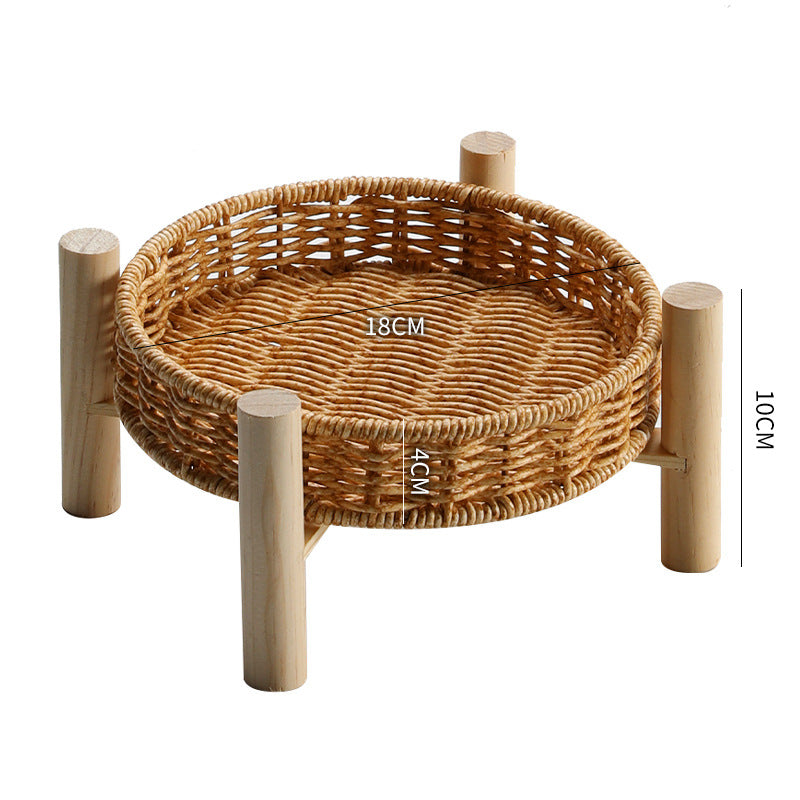 Unisex Runde Aufbewahrungsschale mit Holzbeinen Karnz
